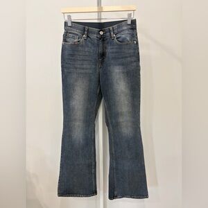 SPAO Y2K Bootleg Faded Blue Wide Leg Flare Jeans Korean Fashion